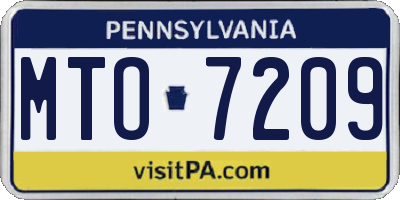PA license plate MTO7209