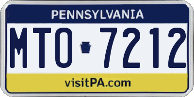 PA license plate MTO7212