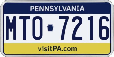 PA license plate MTO7216
