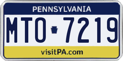 PA license plate MTO7219