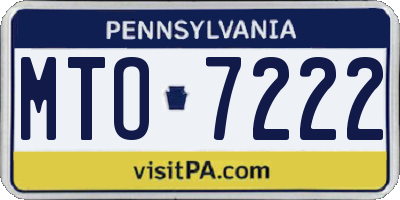 PA license plate MTO7222