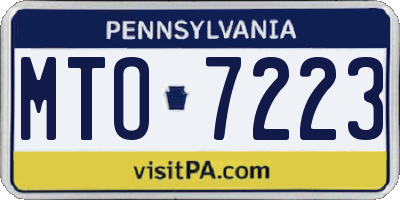 PA license plate MTO7223