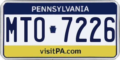 PA license plate MTO7226