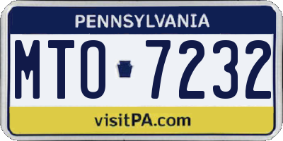 PA license plate MTO7232