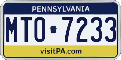 PA license plate MTO7233