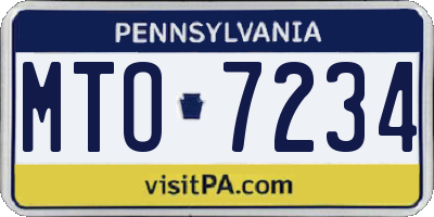 PA license plate MTO7234