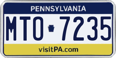 PA license plate MTO7235