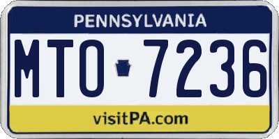 PA license plate MTO7236