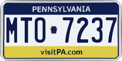 PA license plate MTO7237