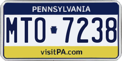 PA license plate MTO7238