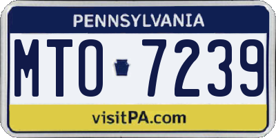 PA license plate MTO7239