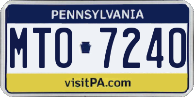 PA license plate MTO7240