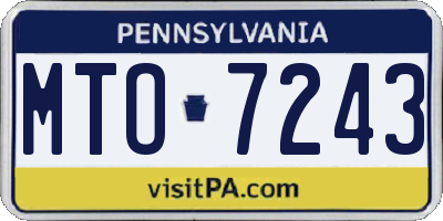 PA license plate MTO7243