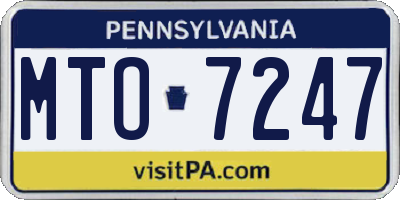 PA license plate MTO7247