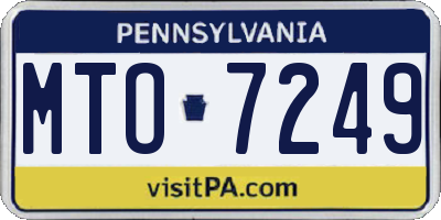 PA license plate MTO7249