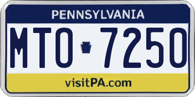 PA license plate MTO7250