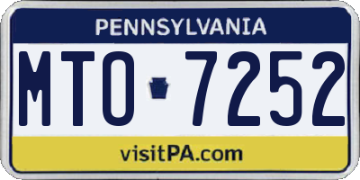 PA license plate MTO7252
