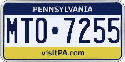 PA license plate MTO7255