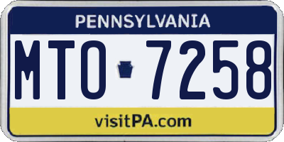 PA license plate MTO7258