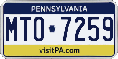 PA license plate MTO7259