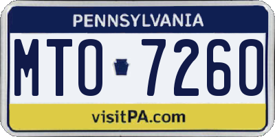 PA license plate MTO7260