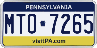 PA license plate MTO7265
