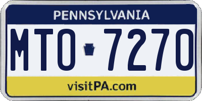 PA license plate MTO7270