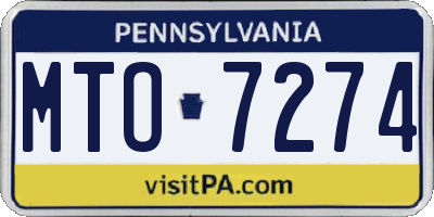 PA license plate MTO7274
