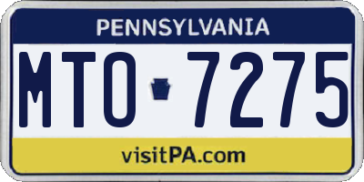 PA license plate MTO7275