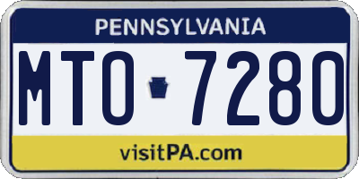 PA license plate MTO7280
