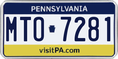 PA license plate MTO7281