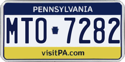 PA license plate MTO7282
