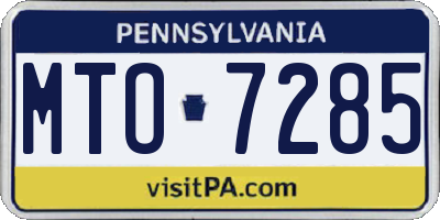 PA license plate MTO7285