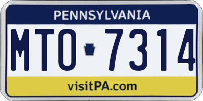 PA license plate MTO7314