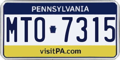 PA license plate MTO7315