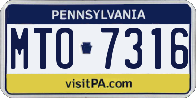 PA license plate MTO7316