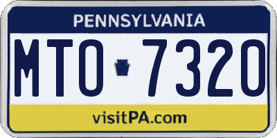 PA license plate MTO7320