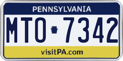 PA license plate MTO7342