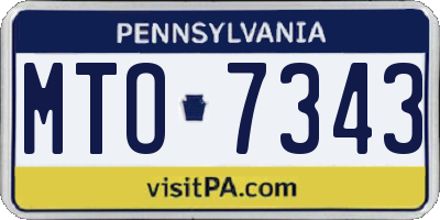 PA license plate MTO7343