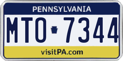 PA license plate MTO7344