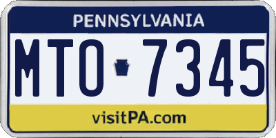 PA license plate MTO7345