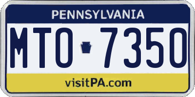 PA license plate MTO7350