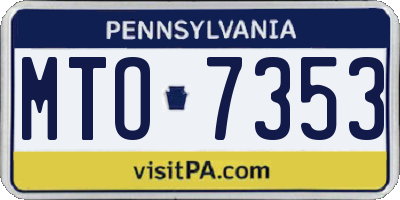 PA license plate MTO7353