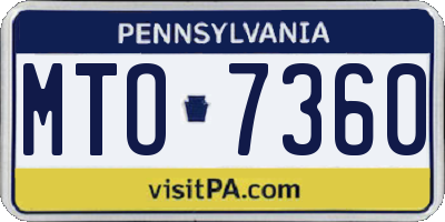 PA license plate MTO7360