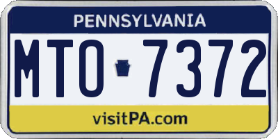 PA license plate MTO7372