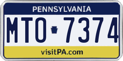 PA license plate MTO7374