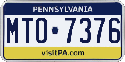 PA license plate MTO7376