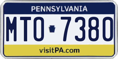 PA license plate MTO7380