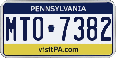 PA license plate MTO7382