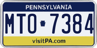 PA license plate MTO7384